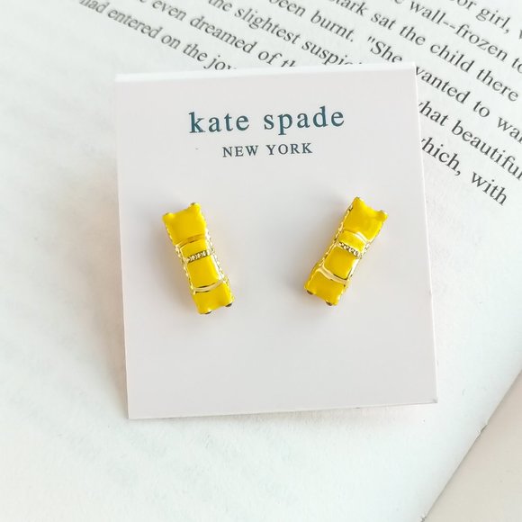 NEW KATE SPADE Taxi! Cab Gold Stud Earrings AUTHENTIC